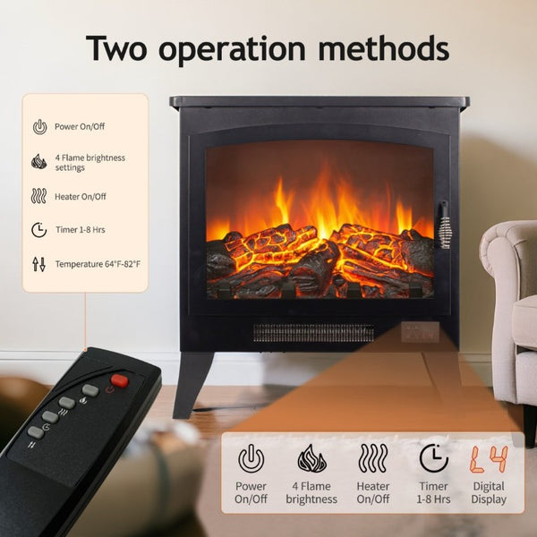English Elm 21 Inch Three Sided Electric Fireplace Stove with 3D Flame LED and Remote Control W1769P498107