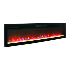 English Elm 62 Inch Recessed Wall Electric Fireplace with 16 Flame Colors Remote Timer Touch Screen W1769P498646