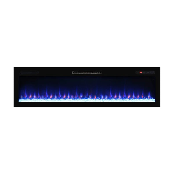 English Elm 62 Inch Recessed Wall Electric Fireplace with 16 Flame Colors Remote Timer Touch Screen W1769P498646
