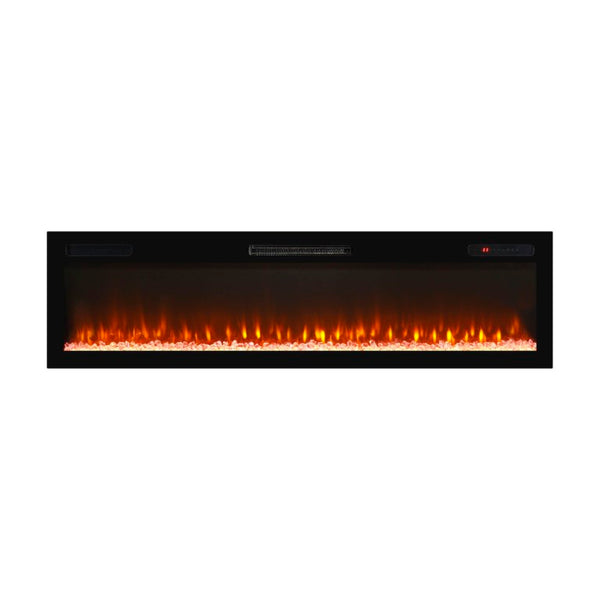 English Elm 62 Inch Recessed Wall Electric Fireplace with 16 Flame Colors Remote Timer Touch Screen W1769P498646