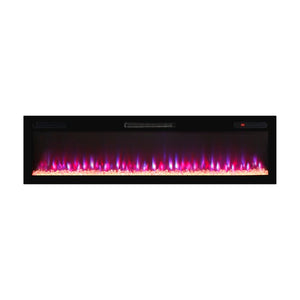 English Elm 62 Inch Recessed Wall Electric Fireplace with 16 Flame Colors Remote Timer Touch Screen W1769P498646