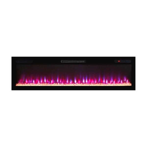 English Elm 62 Inch Recessed Wall Electric Fireplace with 16 Flame Colors Remote Timer Touch Screen W1769P498646