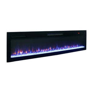 English Elm 62 Inch Recessed Wall Electric Fireplace with 16 Flame Colors Remote Timer Touch Screen W1769P498646