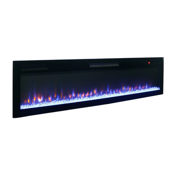 English Elm 62 Inch Recessed Wall Electric Fireplace with 16 Flame Colors Remote Timer Touch Screen W1769P498646