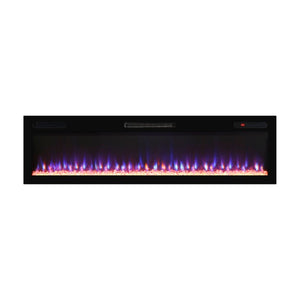 English Elm 62 Inch Recessed Wall Electric Fireplace with 16 Flame Colors Remote Timer Touch Screen W1769P498646