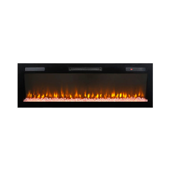 English Elm 52 Inch Recessed Wall Mount Electric Fireplace with LED Flame and Remote Timer Control W1769P505378