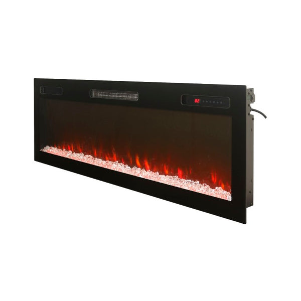 English Elm 52 Inch Recessed Wall Mount Electric Fireplace with LED Flame and Remote Timer Control W1769P505378