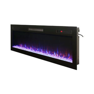 English Elm 52 Inch Recessed Wall Mount Electric Fireplace with LED Flame and Remote Timer Control W1769P505378
