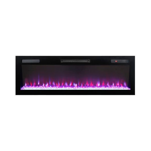 English Elm 52 Inch Recessed Wall Mount Electric Fireplace with LED Flame and Remote Timer Control W1769P505378
