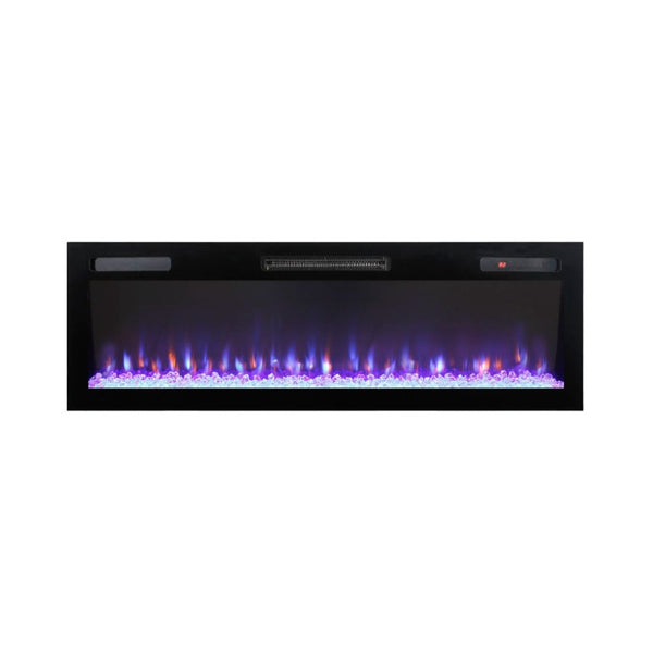 English Elm 52 Inch Recessed Wall Mount Electric Fireplace with LED Flame and Remote Timer Control W1769P505378