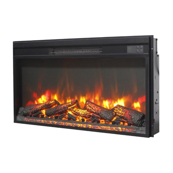 English Elm 30 Inch Electric Fireplace Insert Slim Log Set LED Flame Heater with Remote Timer W1769P518074
