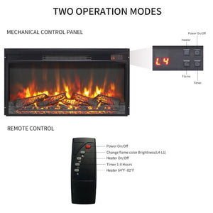 English Elm 30 Inch Electric Fireplace Insert Slim Log Set LED Flame Heater with Remote Timer W1769P518074
