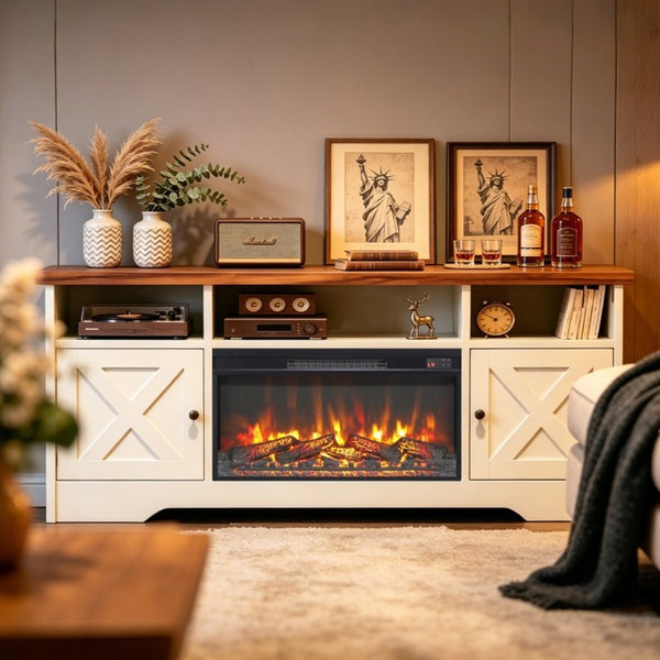 English Elm 30 Inch Electric Fireplace Insert Slim Log Set LED Flame Heater with Remote Timer W1769P518074