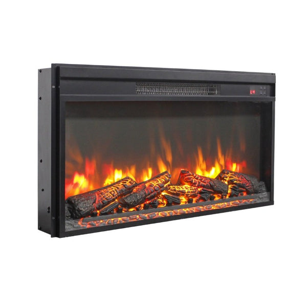 English Elm 30 Inch Electric Fireplace Insert Slim Log Set LED Flame Heater with Remote Timer W1769P518074