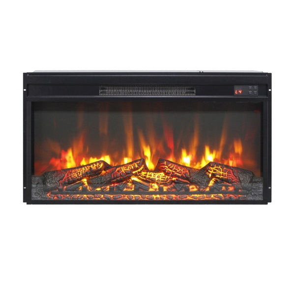 English Elm 30 Inch Electric Fireplace Insert Slim Log Set LED Flame Heater with Remote Timer W1769P518074