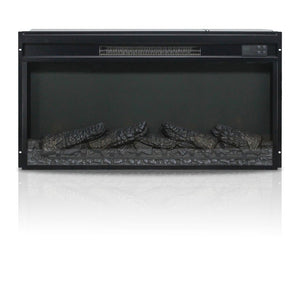 English Elm 30 Inch Electric Fireplace Insert Slim Log Set LED Flame Heater with Remote Timer W1769P518074