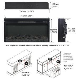 English Elm 30 Inch Electric Fireplace Insert Slim Log Set LED Flame Heater with Remote Timer W1769P518074