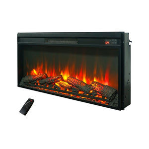 English Elm 36 Inch Electric Fireplace Insert Ultra Thin LED Log Set with Remote and Timer W1769P518076