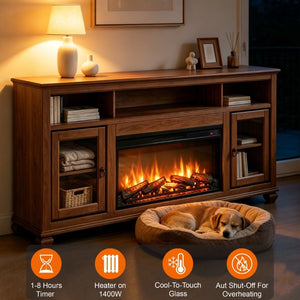 English Elm 36 Inch Electric Fireplace Insert Ultra Thin LED Log Set with Remote and Timer W1769P518076