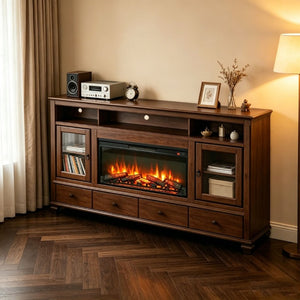 English Elm 36 Inch Electric Fireplace Insert Ultra Thin LED Log Set with Remote and Timer W1769P518076