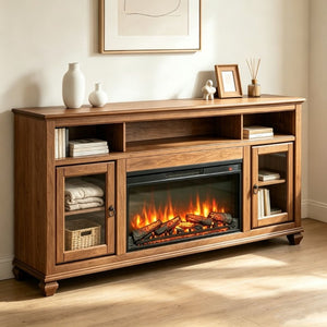 English Elm 36 Inch Electric Fireplace Insert Ultra Thin LED Log Set with Remote and Timer W1769P518076