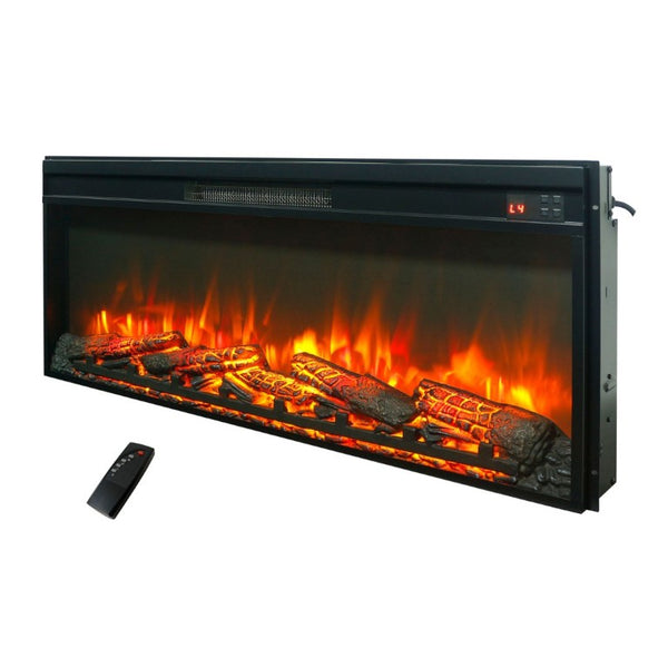 English Elm 42 Inch Ultra Thin Electric Fireplace Insert with Log Set LED Flame and Remote W1769P518078