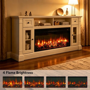English Elm 42 Inch Ultra Thin Electric Fireplace Insert with Log Set LED Flame and Remote W1769P518078