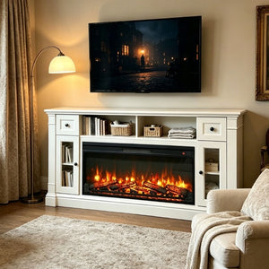 English Elm 42 Inch Ultra Thin Electric Fireplace Insert with Log Set LED Flame and Remote W1769P518078