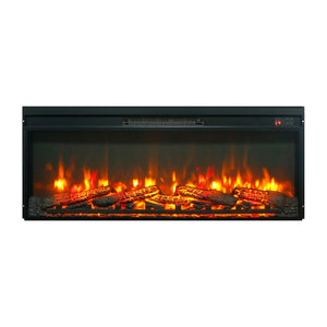 English Elm 42 Inch Ultra Thin Electric Fireplace Insert with Log Set LED Flame and Remote W1769P518078
