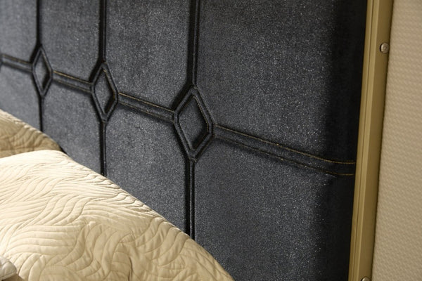 English Elm Luxurious California King Velvet Tufted Bed with Built-In LED Lamps and Floating Nightstands W1793S00037