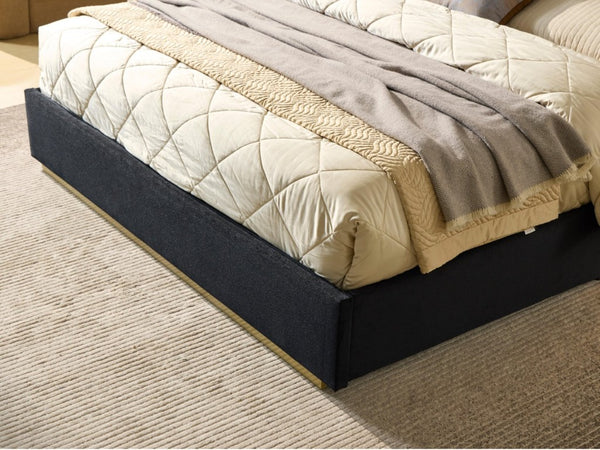 English Elm Luxurious California King Velvet Tufted Bed with Built-In LED Lamps and Floating Nightstands W1793S00037
