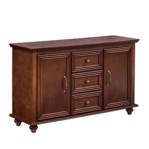 English Elm 47.3 Inch Mid Century Walnut Sideboard with Tapered Legs Three Drawers Dining Storage W1801P454078
