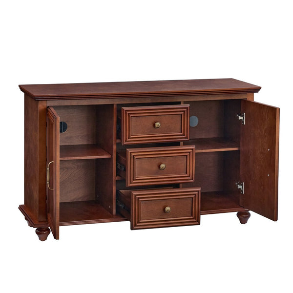 English Elm 47.3 Inch Mid Century Walnut Sideboard with Tapered Legs Three Drawers Dining Storage W1801P454078