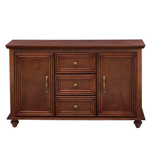 English Elm 47.3 Inch Mid Century Walnut Sideboard with Tapered Legs Three Drawers Dining Storage W1801P454078