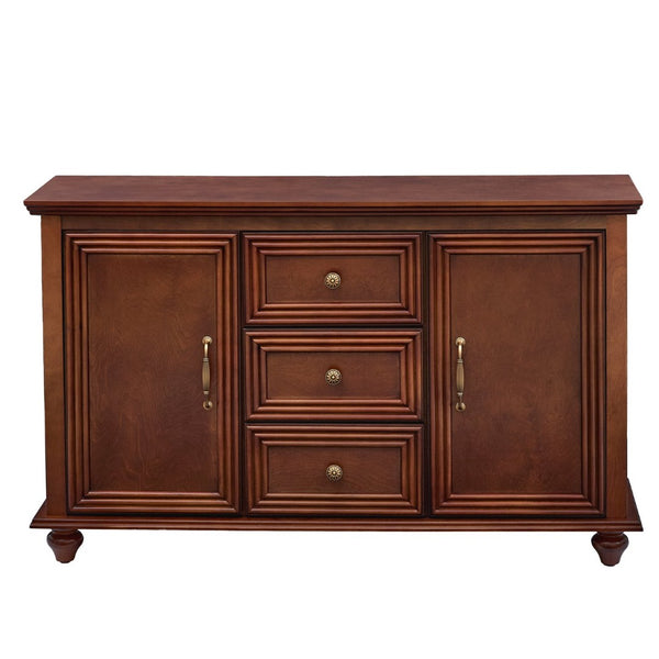 English Elm 47.3 Inch Mid Century Walnut Sideboard with Tapered Legs Three Drawers Dining Storage W1801P454078