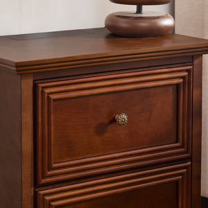 English Elm 22.9" Mid-century Fluted Nightstand with Built-in Charging Station and 2 Smooth Drawers Walnut W1801P454092