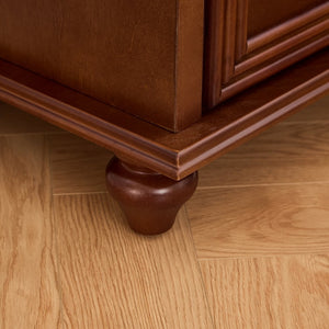 English Elm 22.9" Mid-century Fluted Nightstand with Built-in Charging Station and 2 Smooth Drawers Walnut W1801P454092