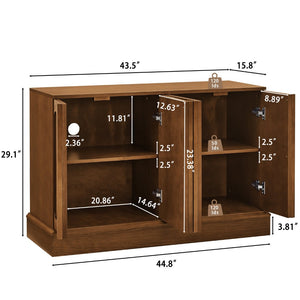 English Elm Mid Century Fluted Sideboard with Adjustable Interior Shelving for Dining Entryway Spaces Walnut W1801P457803