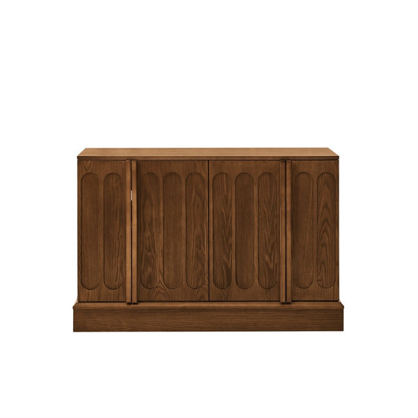 English Elm Mid Century Fluted Sideboard with Adjustable Interior Shelving for Dining Entryway Spaces Walnut W1801P457803