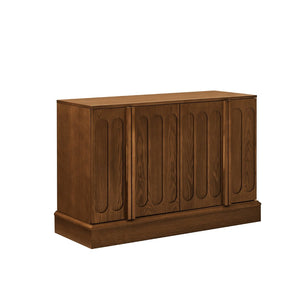 English Elm Mid Century Fluted Sideboard with Adjustable Interior Shelving for Dining Entryway Spaces Walnut W1801P457803