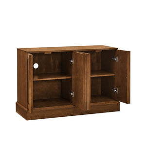 English Elm Mid Century Fluted Sideboard with Adjustable Interior Shelving for Dining Entryway Spaces Walnut W1801P457803