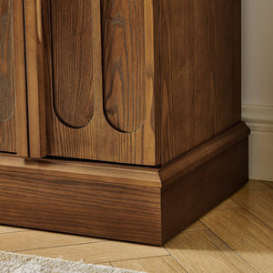 English Elm Mid Century Fluted Sideboard with Adjustable Interior Shelving for Dining Entryway Spaces Walnut W1801P457803