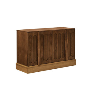 English Elm Mid Century Fluted Sideboard with Adjustable Interior Shelving for Dining Entryway Spaces Natural Wood, Walnut W1801P457804