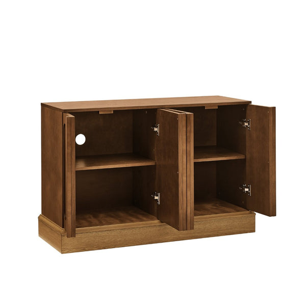 English Elm Mid Century Fluted Sideboard with Adjustable Interior Shelving for Dining Entryway Spaces Natural Wood, Walnut W1801P457804