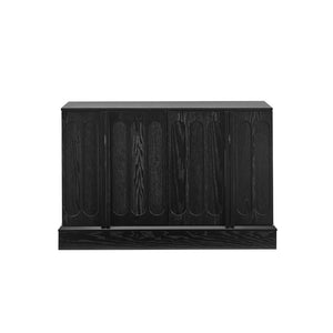 English Elm Mid Century Fluted Sideboard with Adjustable Interior Shelving for Dining Entryway Spaces Black W1801P457805