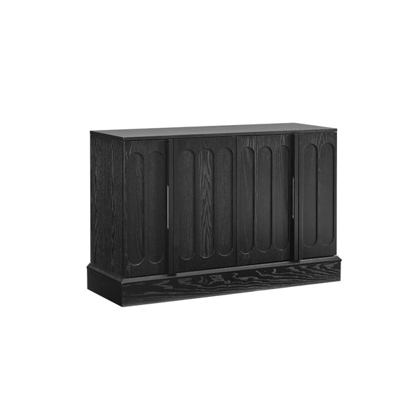 English Elm Mid Century Fluted Sideboard with Adjustable Interior Shelving for Dining Entryway Spaces Black W1801P457805