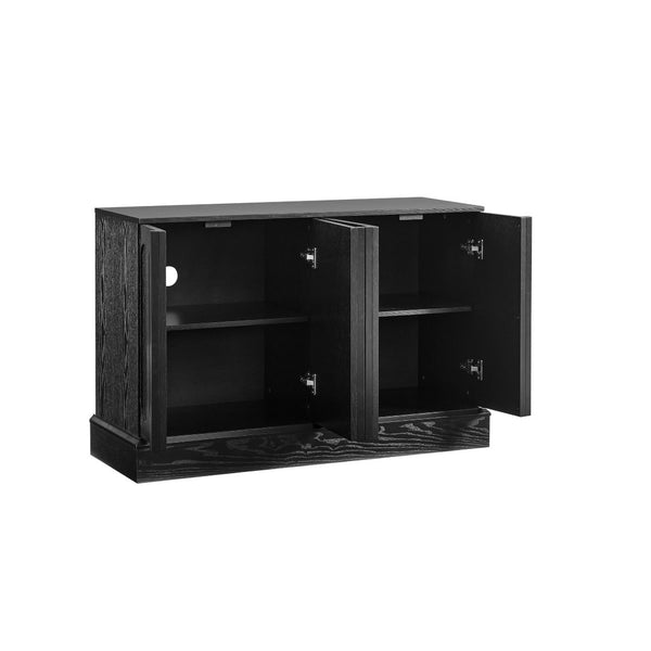 English Elm Mid Century Fluted Sideboard with Adjustable Interior Shelving for Dining Entryway Spaces Black W1801P457805