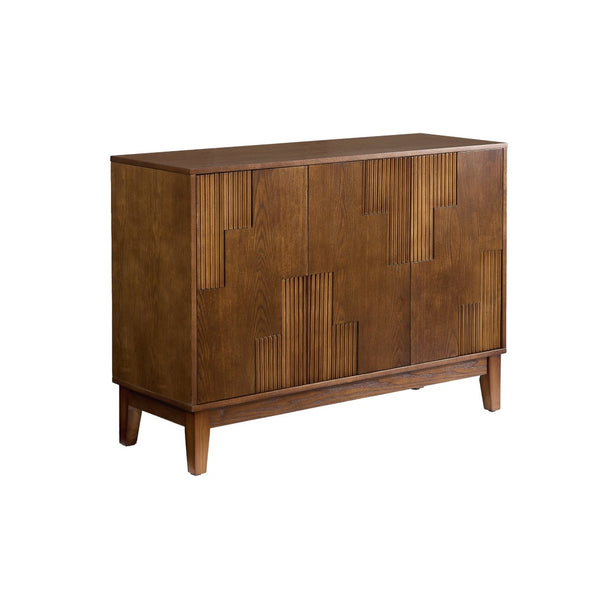 English Elm 44.3'' Mid-century Fluted Sideboard with Push Open Doors and Adjustable Interior Shelving Walnut W1801P457806