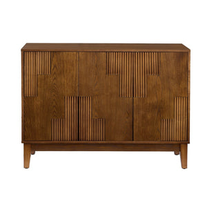 English Elm 44.3'' Mid-century Fluted Sideboard with Push Open Doors and Adjustable Interior Shelving Walnut W1801P457806
