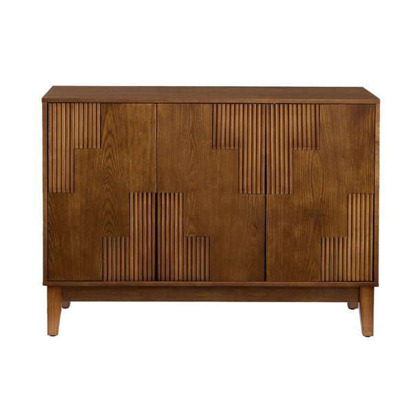 English Elm 44.3'' Mid-century Fluted Sideboard with Push Open Doors and Adjustable Interior Shelving Walnut W1801P457806